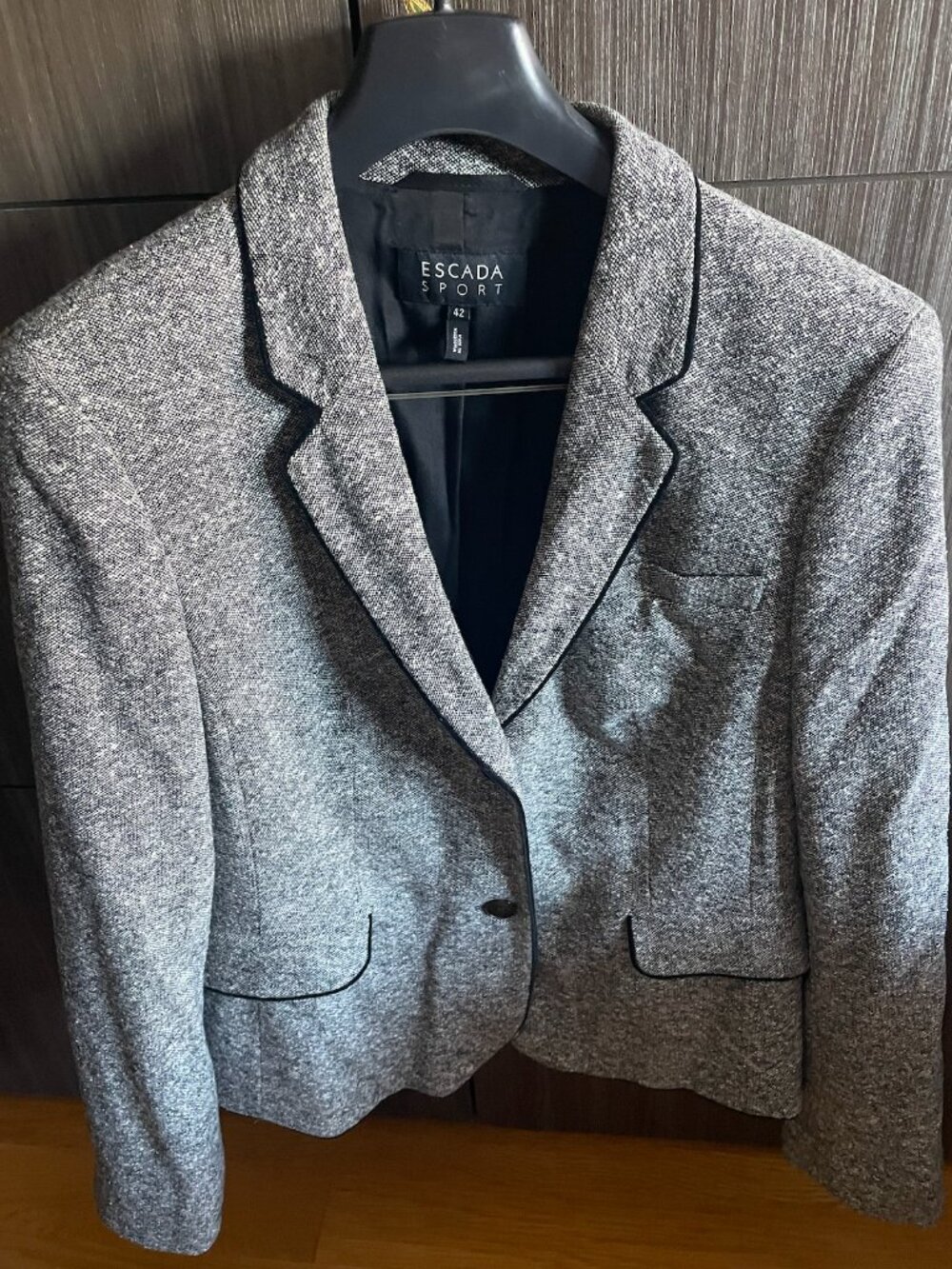 Escada Sport Grey Textured Wool Blend Blazer - Size 42